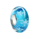 925 Sterling Silver Large Hole Colorful 3D Snowflake European Charm Glass Beads
