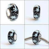 925 Sterling Silver Large Hole Colorful 3D Snowflake European Charm Glass Beads