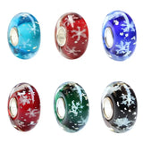 925 Sterling Silver Large Hole Colorful 3D Snowflake European Charm Glass Beads