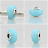 925 Sterling Silver Large Hole 3D Glass Charm Beads Fit Bracelet