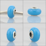 925 Sterling Silver Large Hole 3D Glass Charm Beads Fit Bracelet
