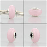 925 Sterling Silver Large Hole 3D Glass Charm Beads Fit Bracelet
