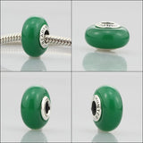 925 Sterling Silver Large Hole 3D Glass Charm Beads Fit Bracelet