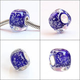 925 Sterling Silver Colorful 3D Square Bubbles Charm Glass Beads