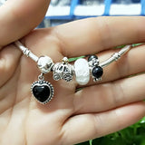 925 Silver 3D Rose Flower Glass Beads for European Bracelet