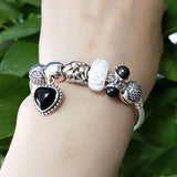925 Silver 3D Rose Flower Glass Beads for European Bracelet