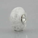 925 Silver 3D Rose Flower Glass Beads for European Bracelet