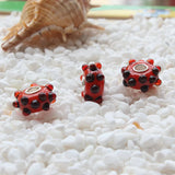 925 Silver Colorful Dot Red Bead Charm Glass Bead
