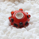 925 Silver Colorful Dot Red Bead Charm Glass Bead