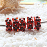925 Silver Colorful Dot Red Bead Charm Glass Bead