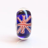 925 Sterling Silver Large Hole British Flag Glass Beads
