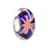 925 Sterling Silver Large Hole British Flag Glass Beads