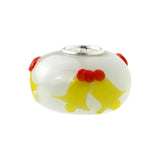 925 Sterling Silver Large Hole Colorful Christmas Bells Charm Glass Beads