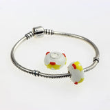 925 Sterling Silver Large Hole Colorful Christmas Bells Charm Glass Beads
