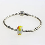 925 Sterling Silver Large Hole Colorful Christmas Bells Charm Glass Beads