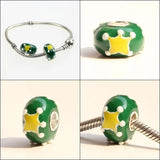 925 Silver Colorful Flowers Charm Glass Beads European Bracelet Jewelry