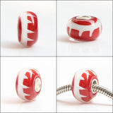 925 Silver Colorful Flowers Charm Glass Beads European Bracelet Jewelry