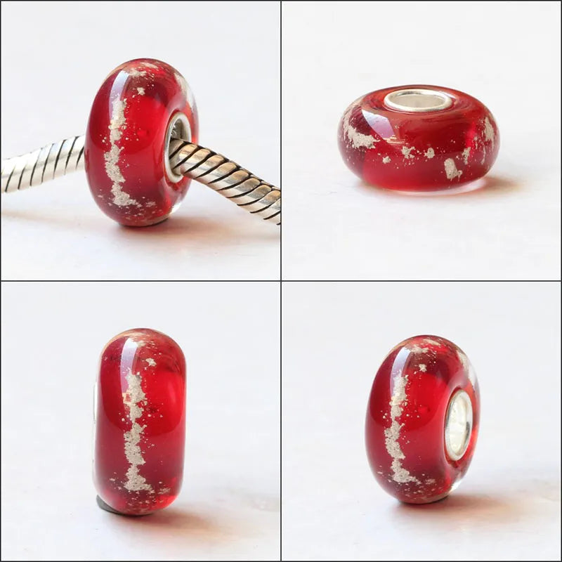 925 Silver Colorful Flowers Glass Beads for European Bracelet