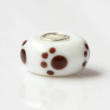 925 Sterling Silver Large Hole Pet Foot Prints Glass Charm Beads