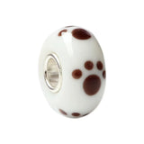 925 Sterling Silver Large Hole Pet Foot Prints Glass Charm Beads