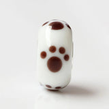 925 Sterling Silver Large Hole Pet Foot Prints Glass Charm Beads