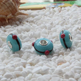 925 Sterling Silver Large Hole Pink Dot Beads Charm Glass Bead