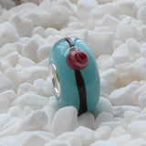 925 Sterling Silver Large Hole Pink Dot Beads Charm Glass Bead