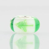 925 Silver Large Hole Pink Ribbon Green Clover Glass Beads