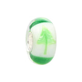 925 Silver Large Hole Pink Ribbon Green Clover Glass Beads
