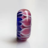 925 Silver Large Hole Red 3D Flowers Heart Glass Charm Beads