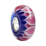 925 Silver Large Hole Red 3D Flowers Heart Glass Charm Beads
