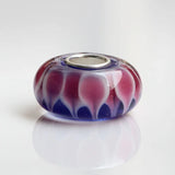 925 Silver Large Hole Red 3D Flowers Heart Glass Charm Beads