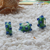 925 Silver Green Glass Charm Bead for Bracelet