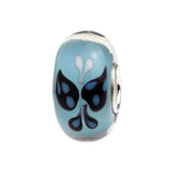 925 Silver Large Hole Butterfly Pink Glass Charm Beads