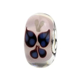 925 Silver Large Hole Butterfly Pink Glass Charm Beads