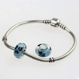 925 Silver Large Hole Butterfly Pink Glass Charm Beads