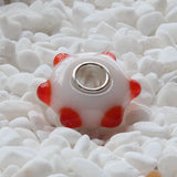 925 Silver Orange Glass Charm Bead Fit European Bracelet