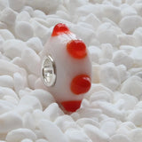 925 Silver Orange Glass Charm Bead Fit European Bracelet