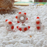 925 Silver Orange Glass Charm Bead Fit European Bracelet