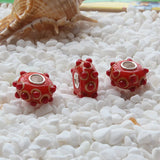 925 Sterling Silver Large Hole Orange Red Charm Bead Fit European Bracelet