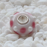 925 Sterling Silver Pink Glass Charm Bead European Bracelet Jewelry