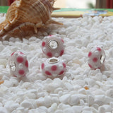 925 Sterling Silver Pink Glass Charm Bead European Bracelet Jewelry