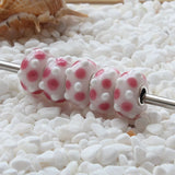 925 Sterling Silver Pink Glass Charm Bead European Bracelet Jewelry