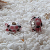 925 Silver Pink Glass Charm Bead for Bracelet