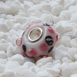 925 Silver Pink Glass Charm Bead for Bracelet