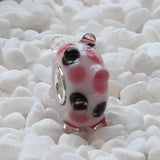 925 Silver Pink Glass Charm Bead for Bracelet