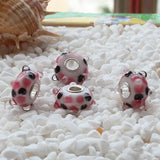 925 Silver Pink Glass Charm Bead for Bracelet
