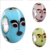 925 Silver Large Hole Face Laughing Glass Charm Beads