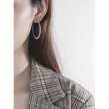 925 Sterling Silver Large Ring Earrings Exaggerated Round Ring