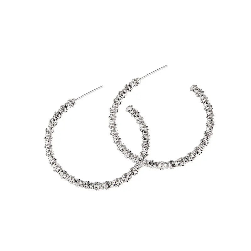 925 Sterling Silver Large Ring Earrings Exaggerated Round Ring